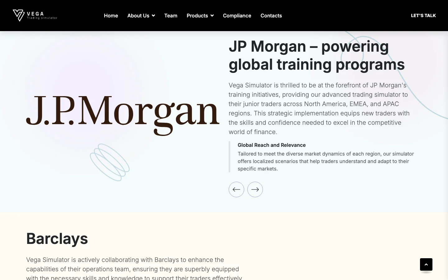 Client stories page featuring JP Morgan