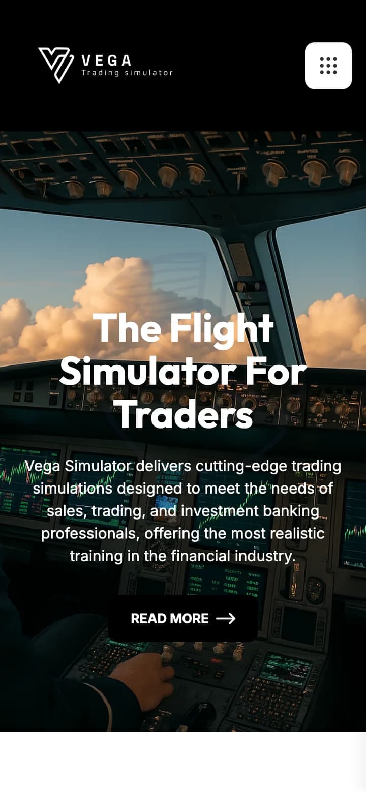 Vega Simulator homepage on mobile